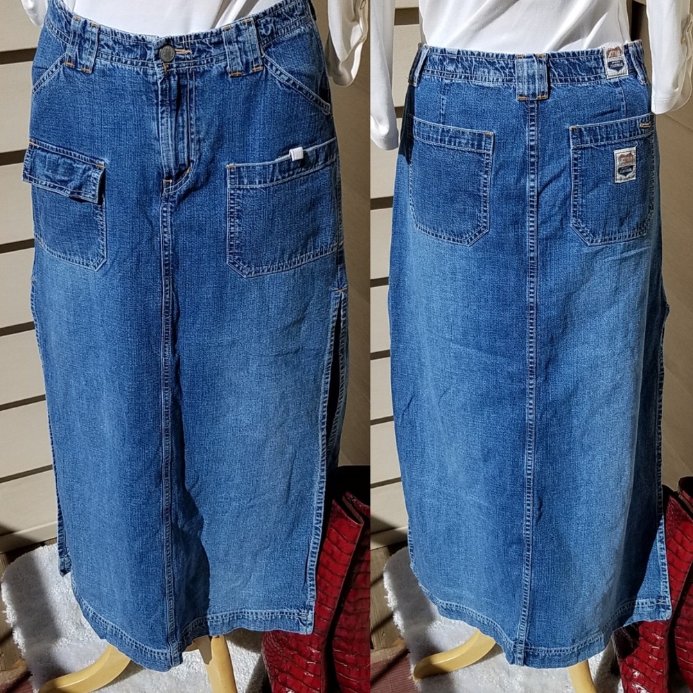 Lucky Dungarees 1980's Denim Midi Skirt size 8